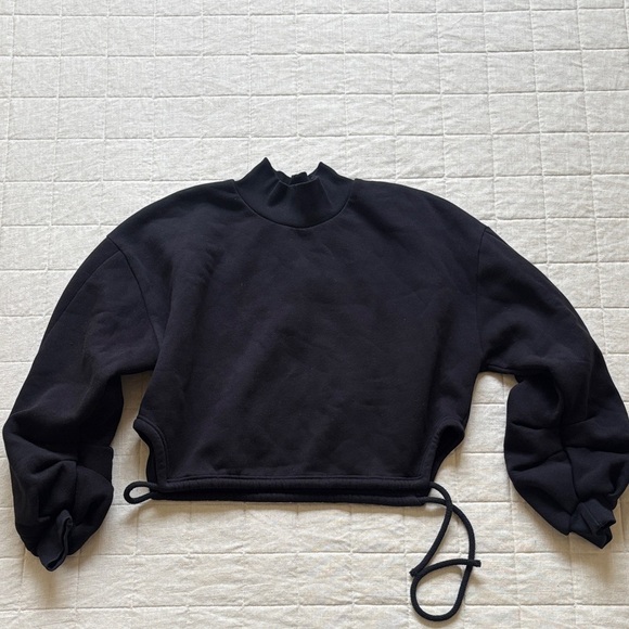 Black Women's Cropped Sweatshirt - Picture 1 of 2